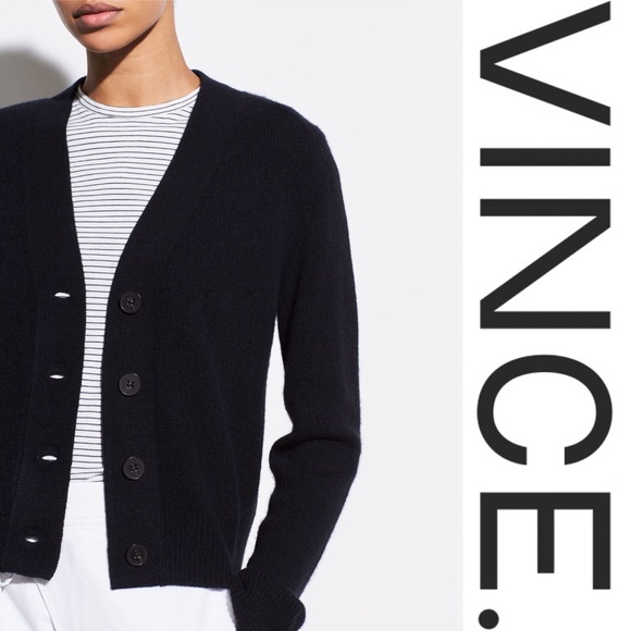 vince cashmere shrunken button cardigan